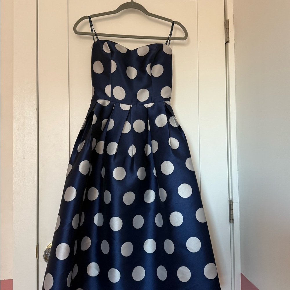 Navy Polka Dot Dress for Special Occassions
